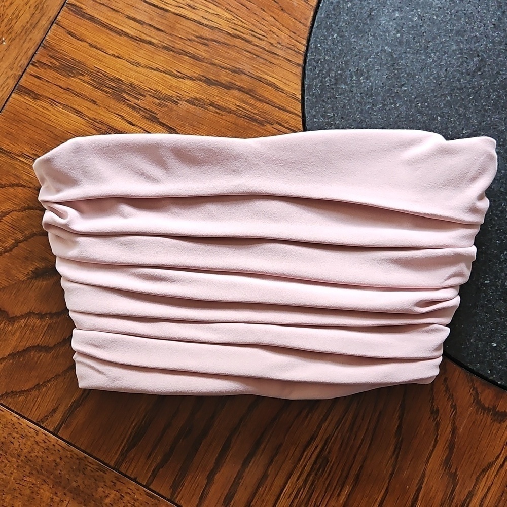 Zara Blush Pink Draped Cropped Bustier Top Size XS
